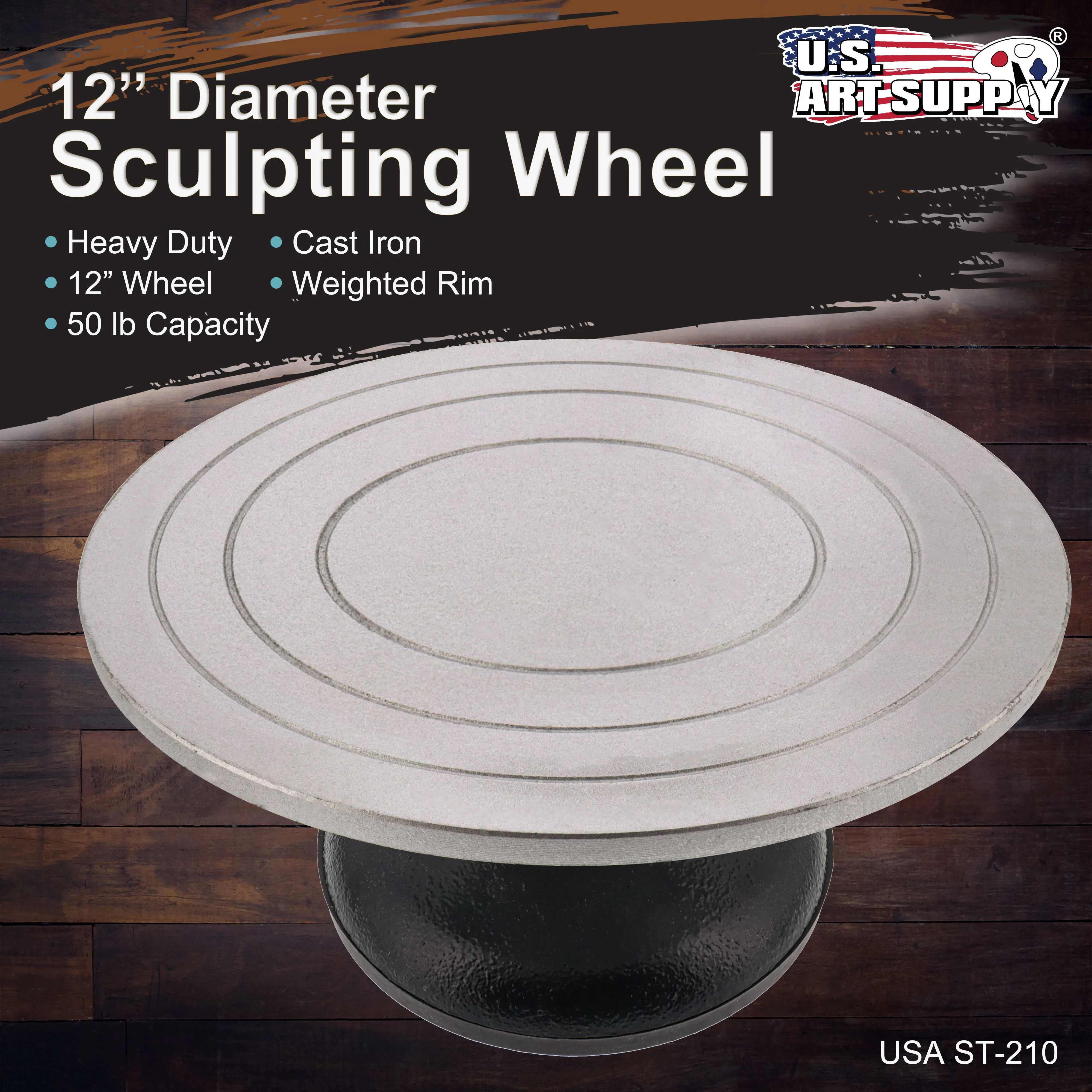 12" Diameter Sculpting Wheel- Heavy Duty All Metal Construction & Turntable with Ball Bearings