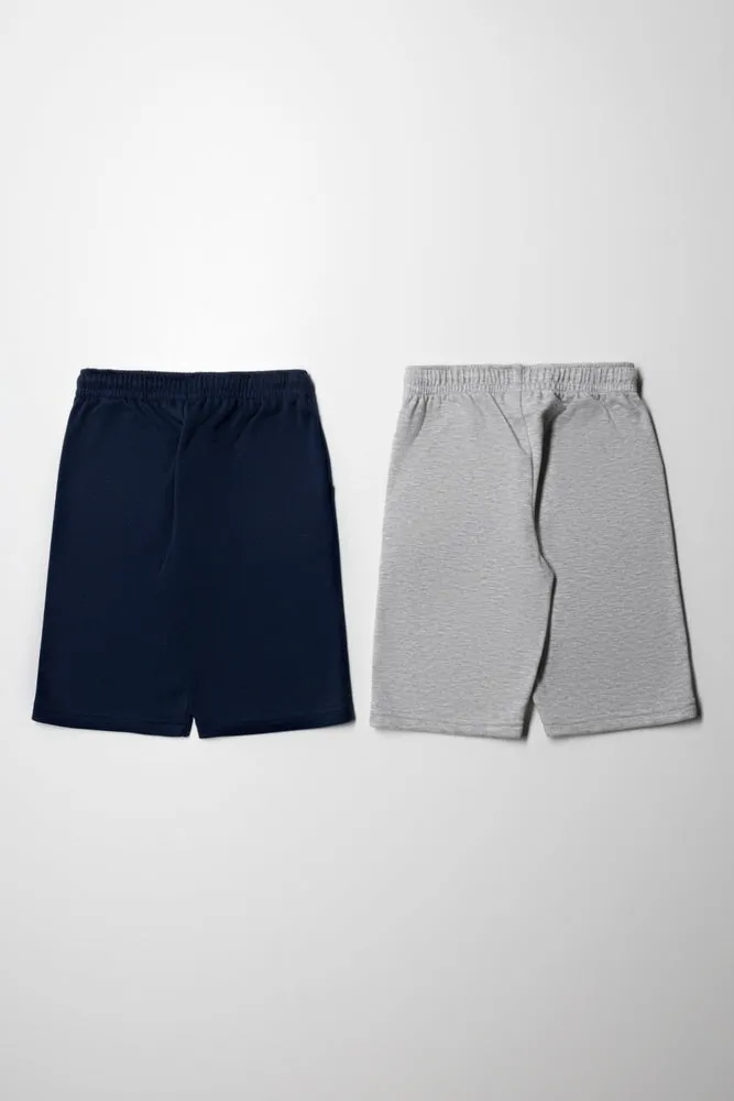 2 Pack Character Knit Shorts Navy & Grey