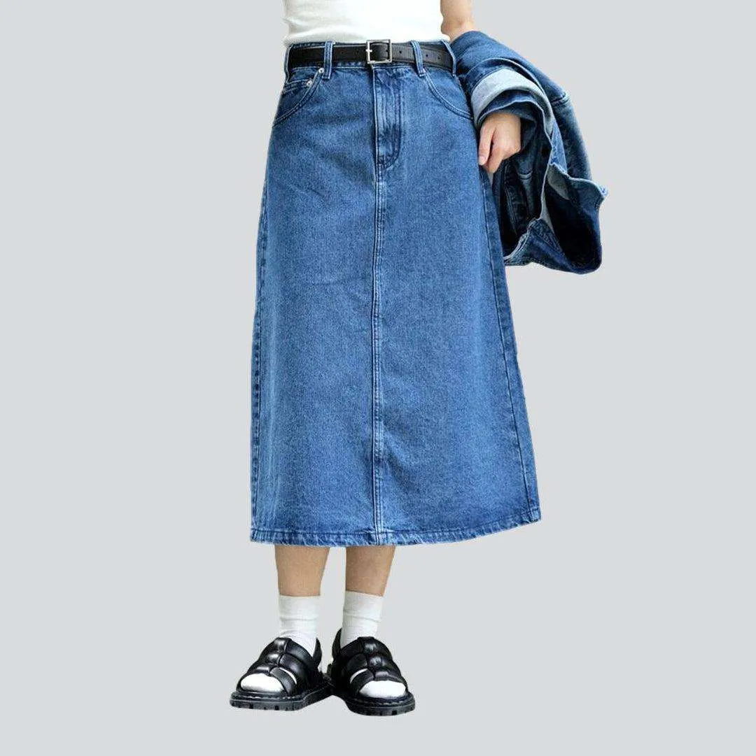 A-line denim long skirt