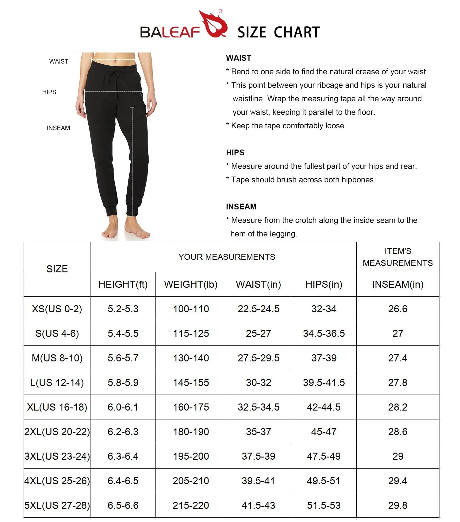 BALEAF Womens Sweatpants Cotton Joggers with Pockets Lounge Sweat Pants Tapered Casual Running Workout Yoga Black Size L