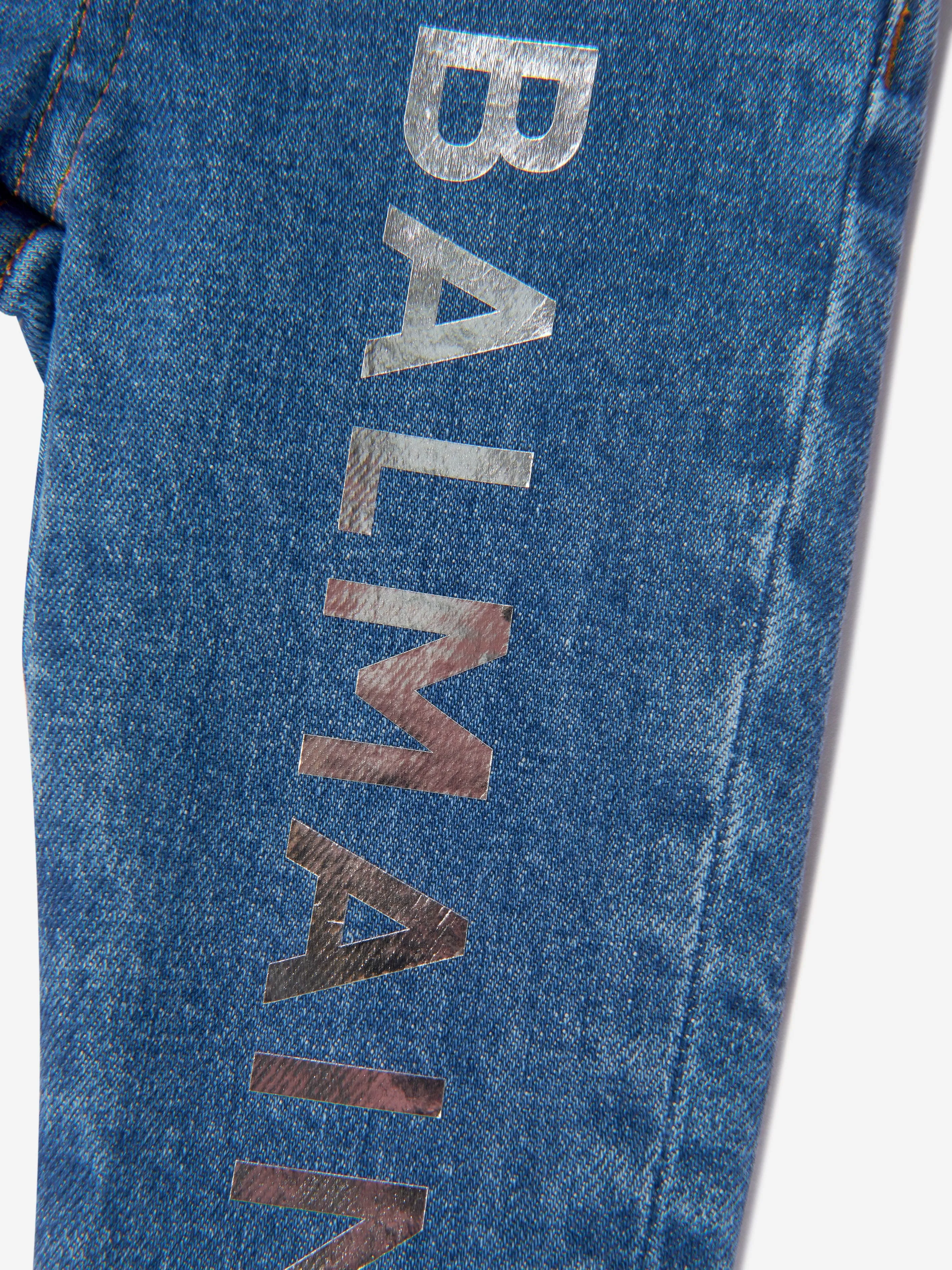 Balmain Baby Boys Logo Jeans in Blue