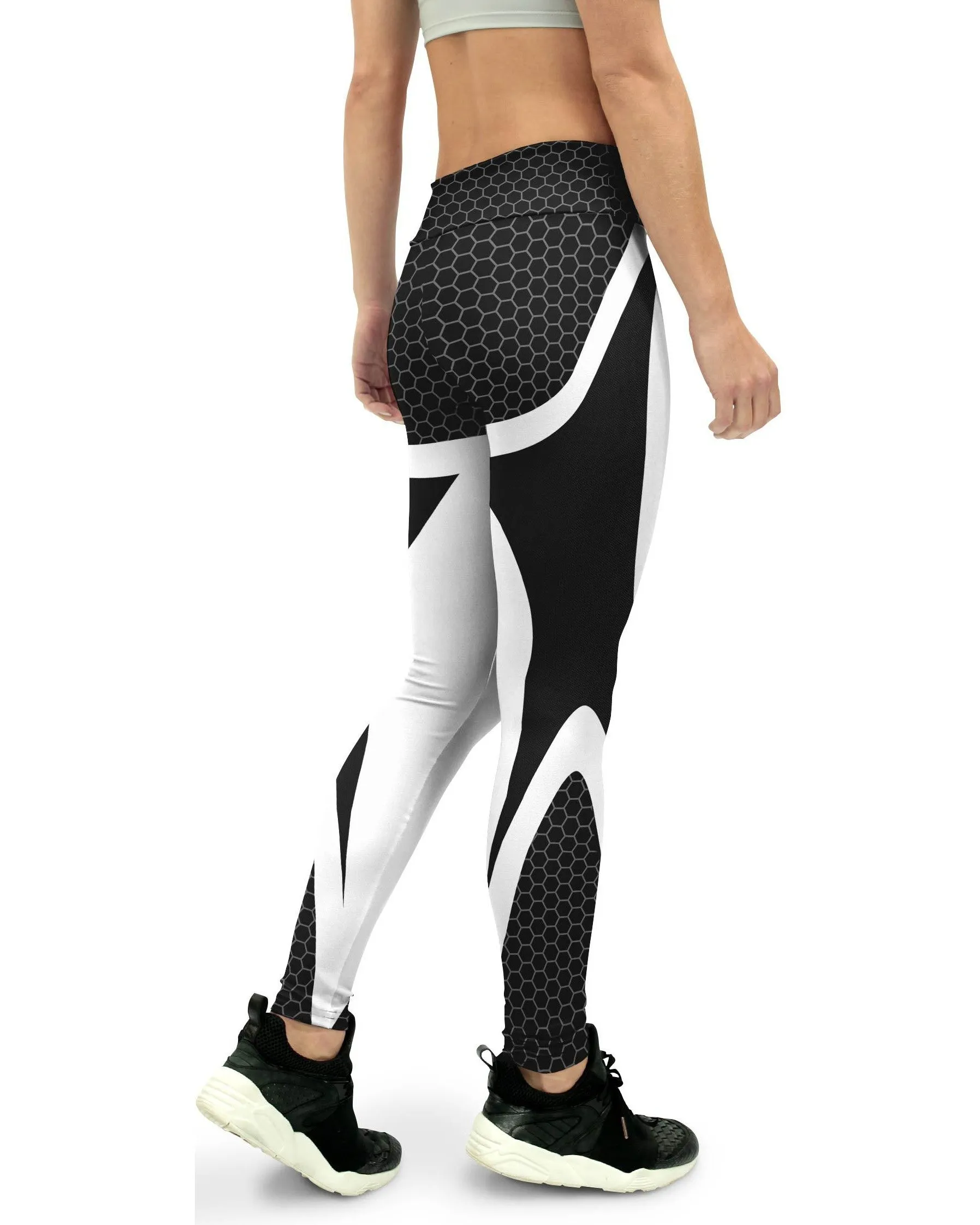 Black & White Honeycomb Carbon Yoga Pants