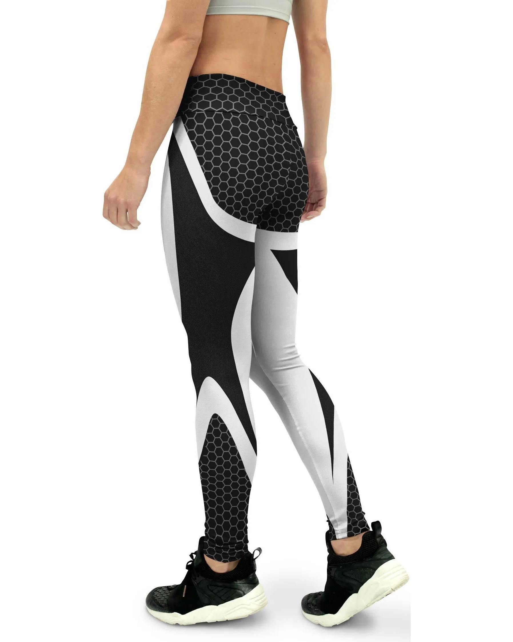 Black & White Honeycomb Carbon Yoga Pants