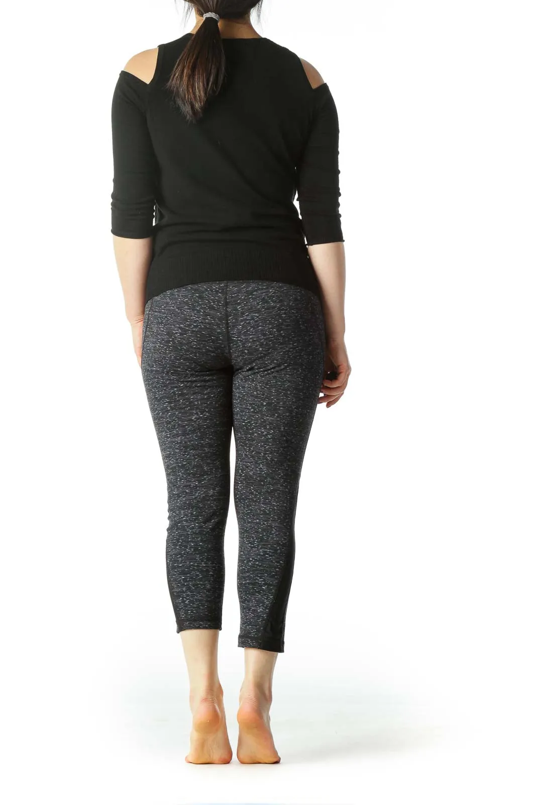 Black and Gray Stretch Capri Yoga Pants