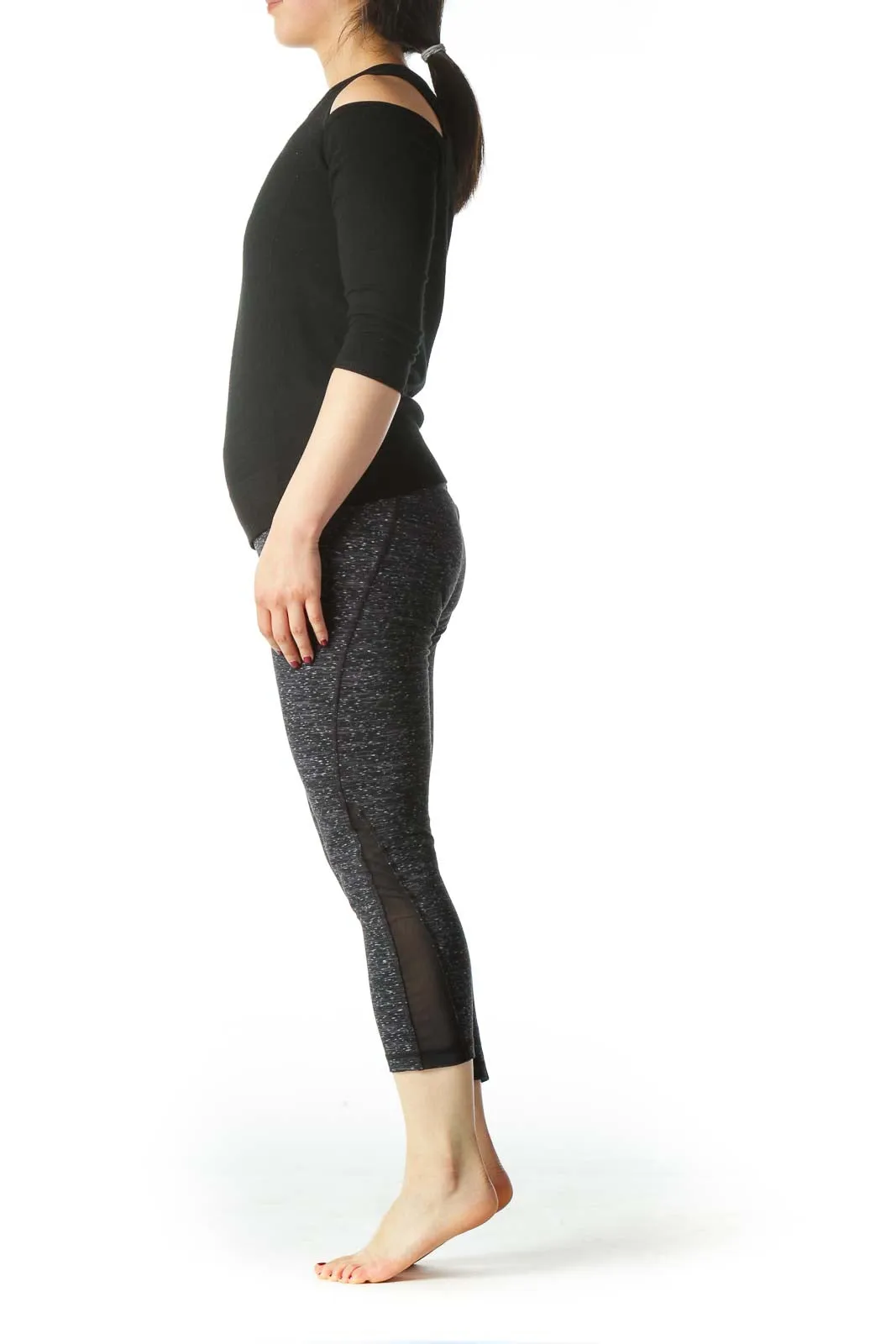 Black and Gray Stretch Capri Yoga Pants