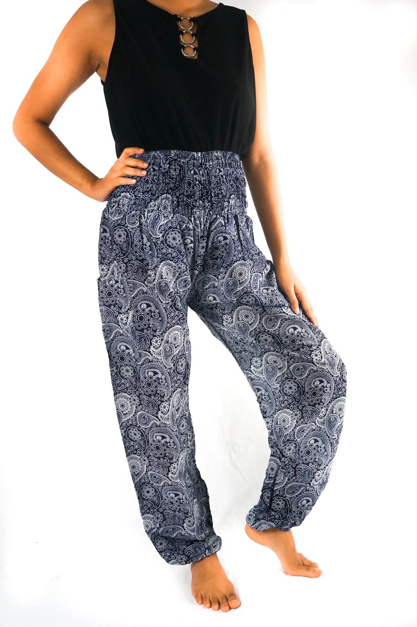 Black Paisley Pants Women Boho Pants Hippie Pants Yoga