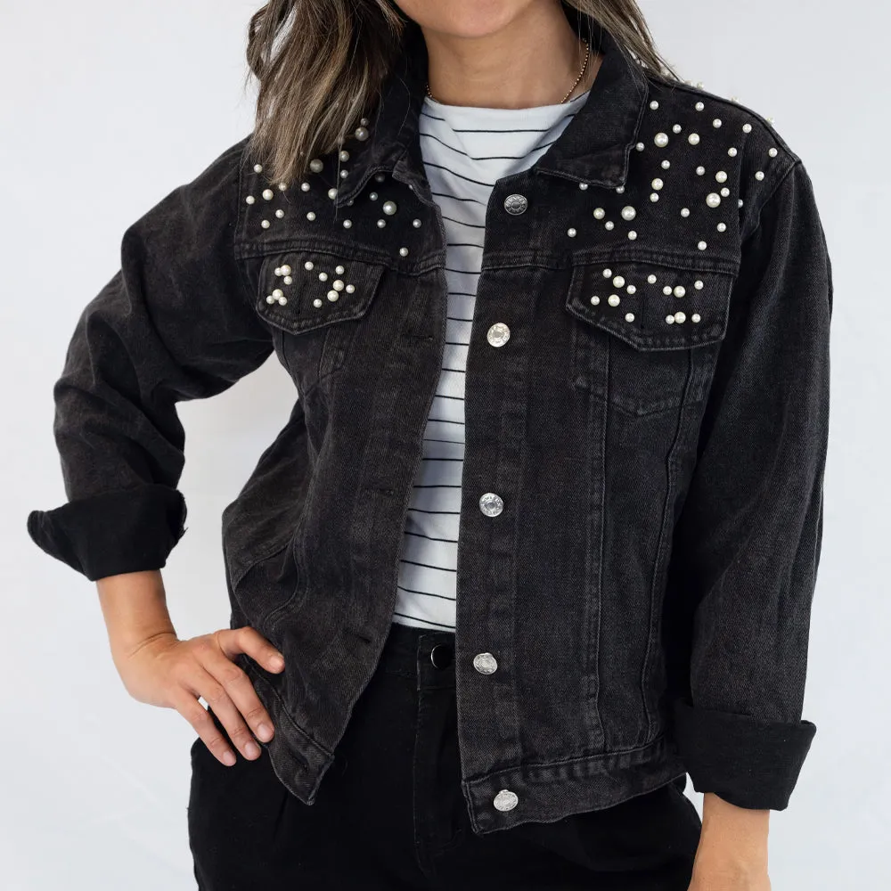 (Black Pearl) Bride Style  Denim Jacket