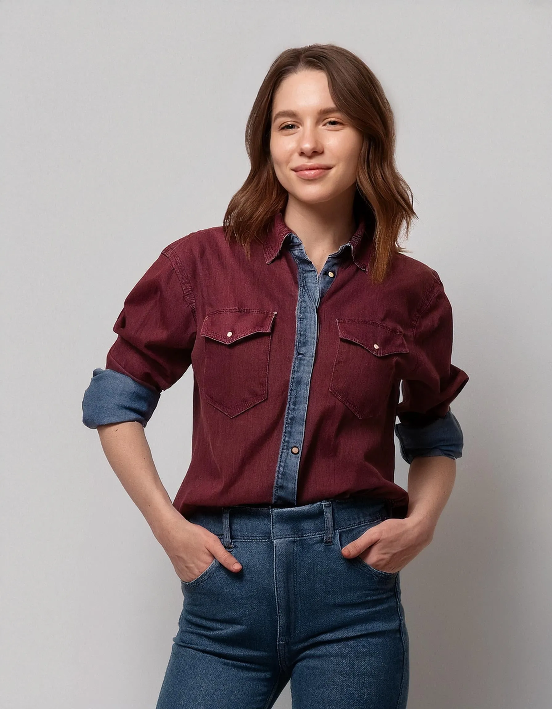 Burgundy Denim Shirt