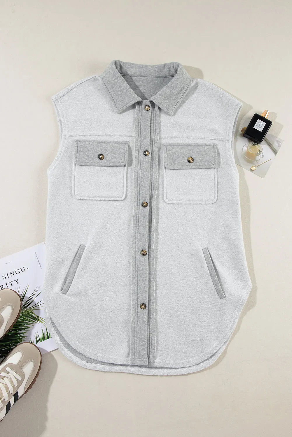 Button Front Denim Vest