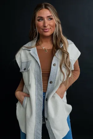 Button Front Denim Vest