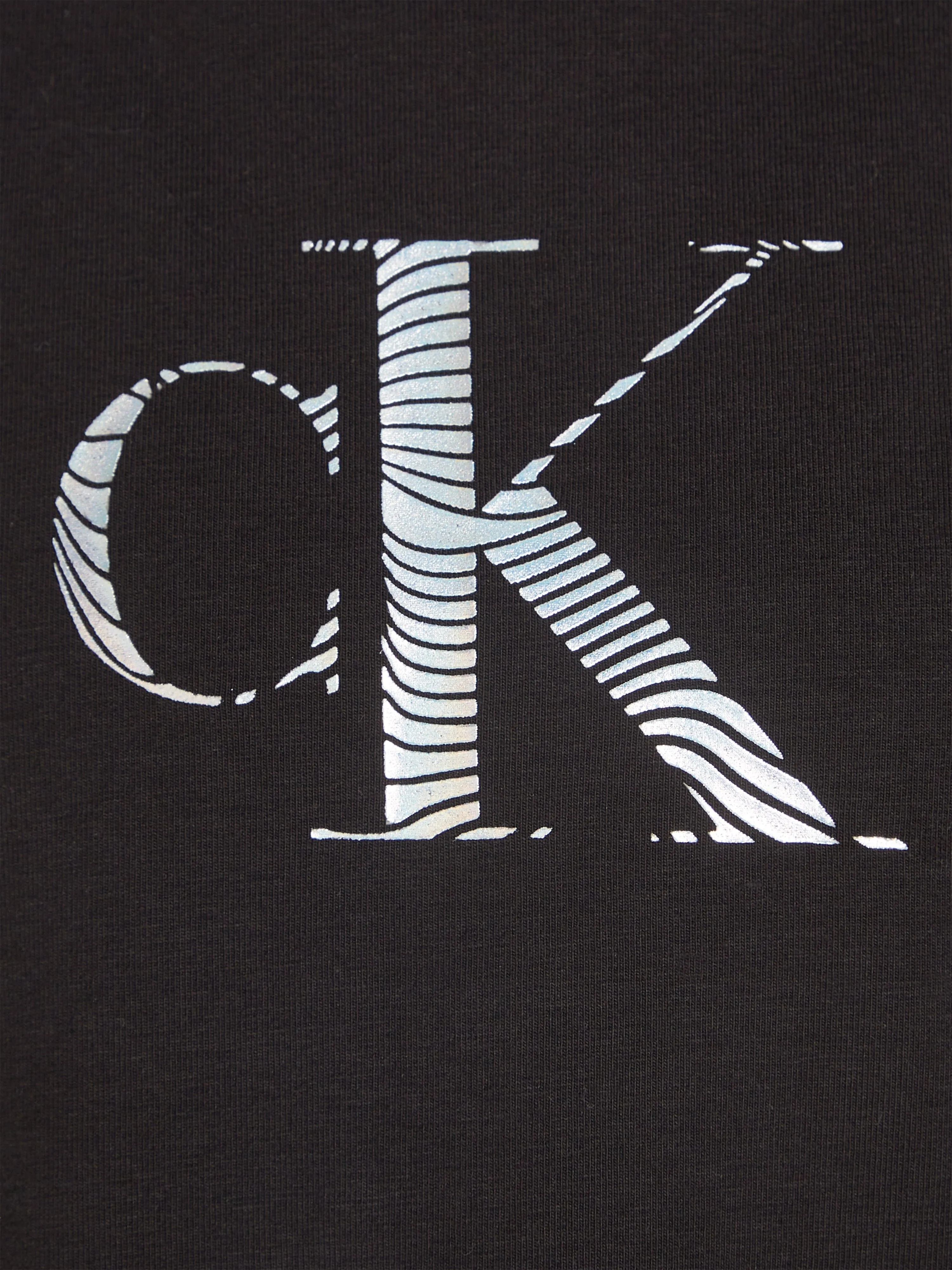 Calvin Klein Girls Iridescent CK Logo T-Shirt in Black