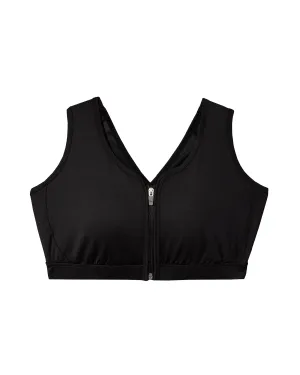 Como Zip Front Sports Bra | Black