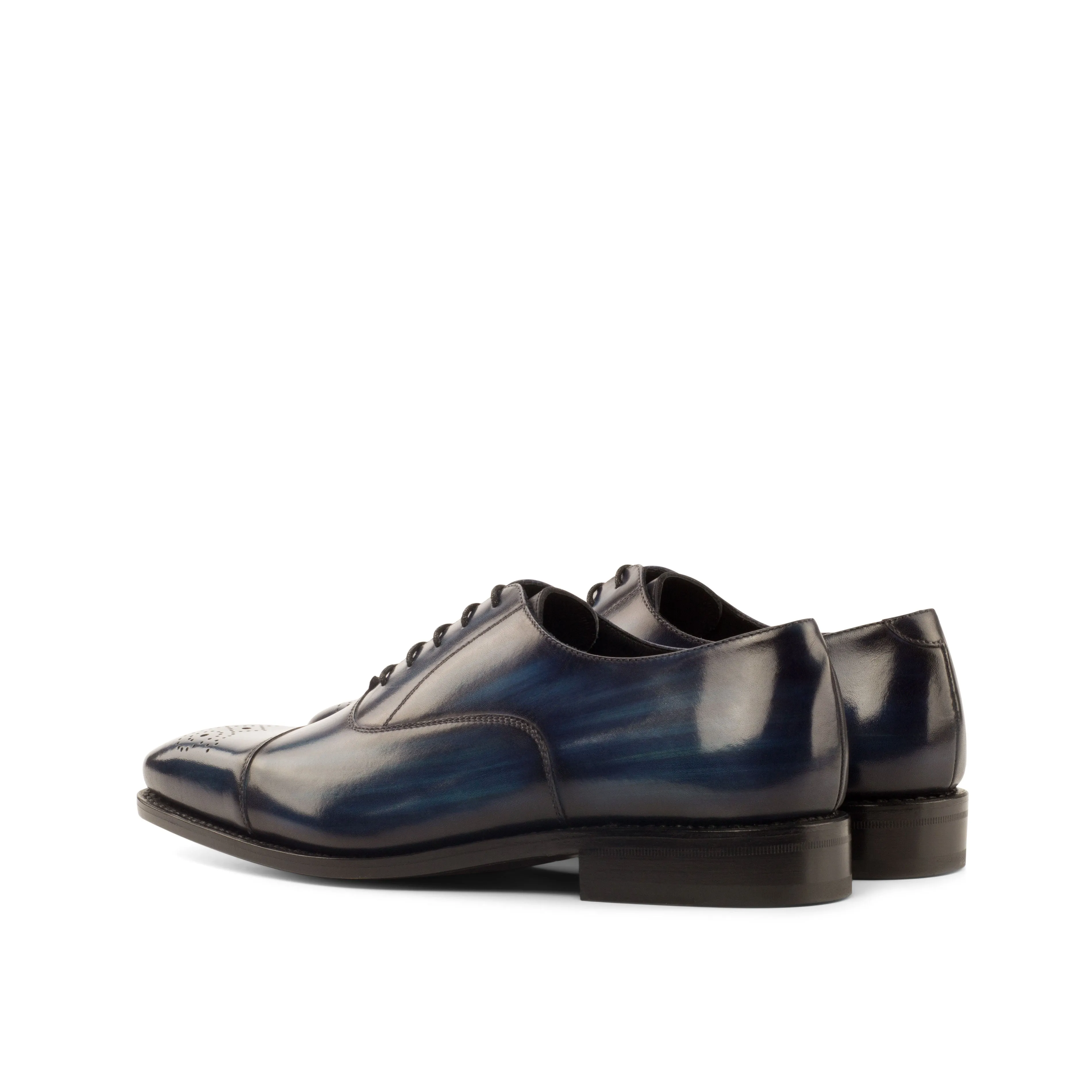 DapperFam Rafael in Denim Men's Hand-Painted Patina Oxford