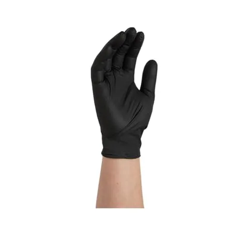 Disposable Premium Black Nitrile Gloves - Powder-Free, Latex-Free Industrial Automotive Gloves with 5 mil Thickness and Textured Grip -  100 Gloves Per Box