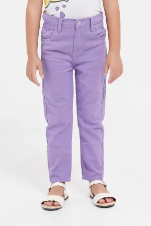 Girls Lilac Baggy Fit Jeans