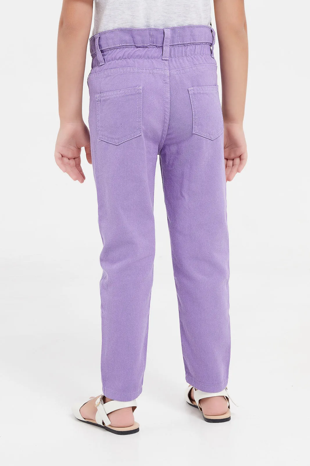 Girls Lilac Baggy Fit Jeans