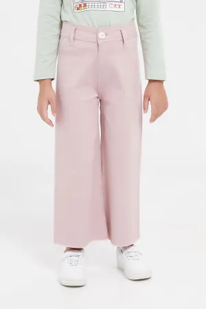 Girls Pink Wide Leg Jeans