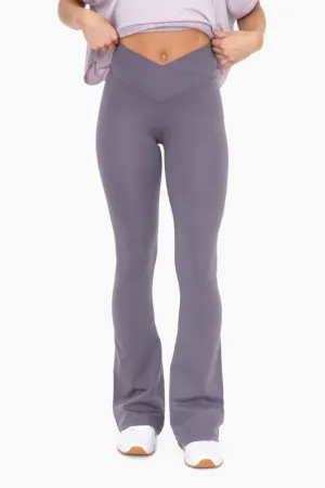 Grey Venice Crossover Waist Yoga Pants