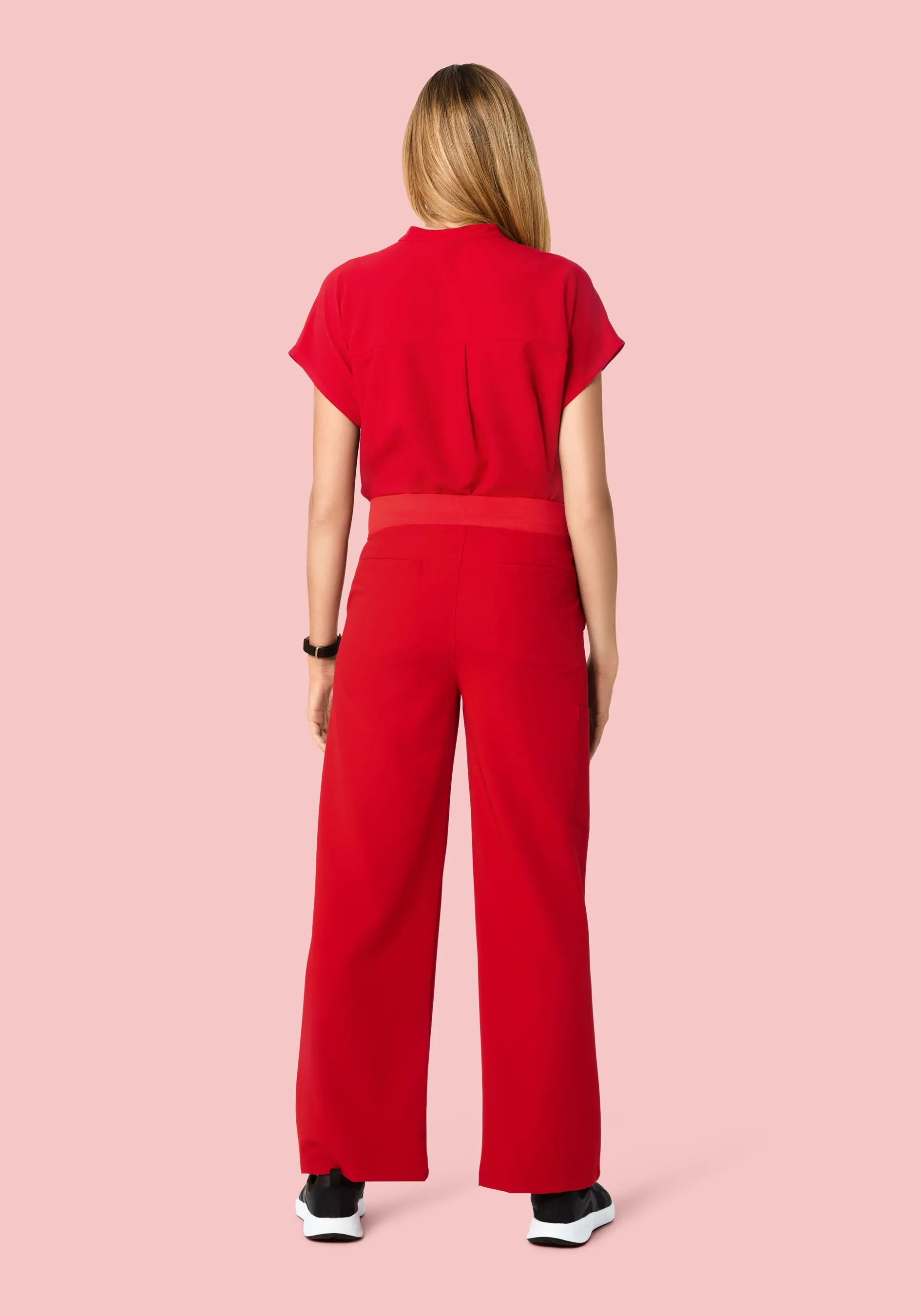 High Waisted Wide Leg Candy Red