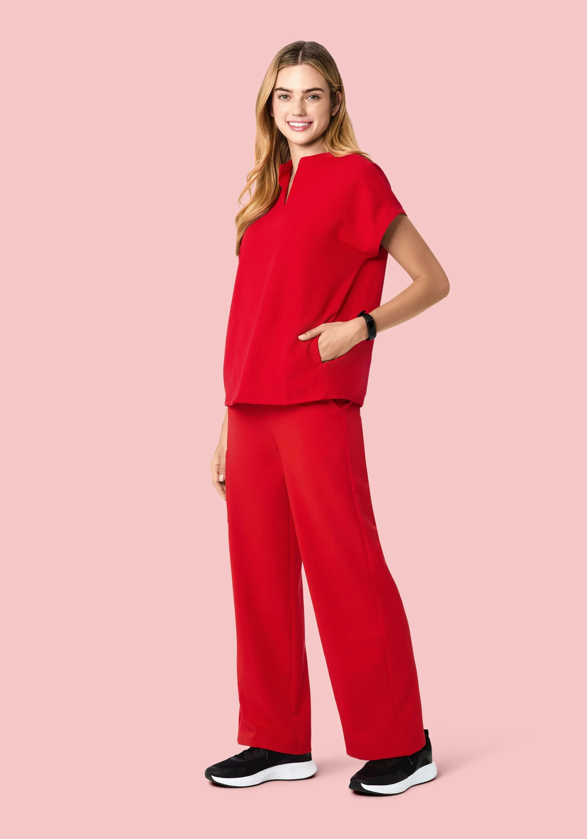 High Waisted Wide Leg Candy Red