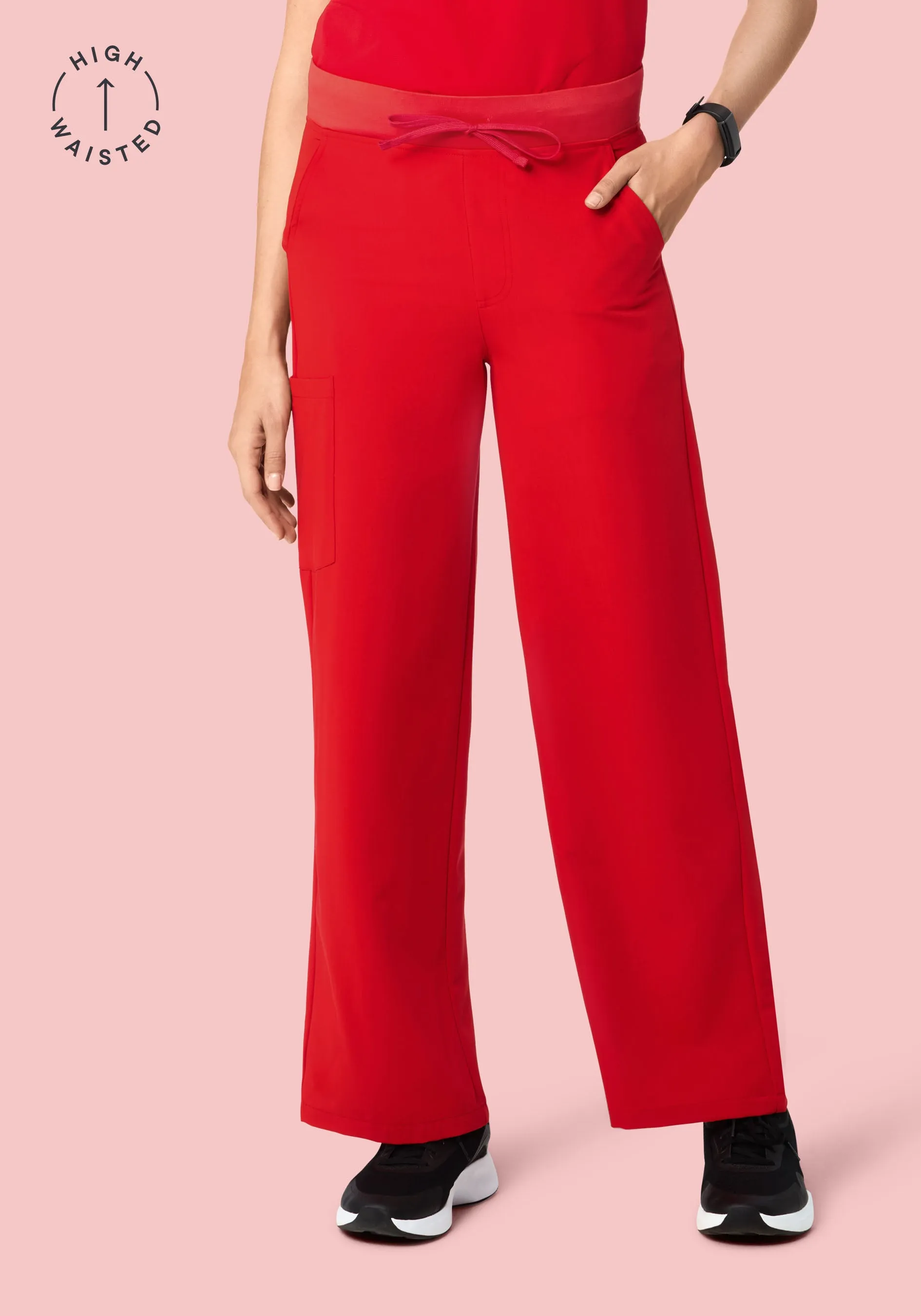 High Waisted Wide Leg Candy Red