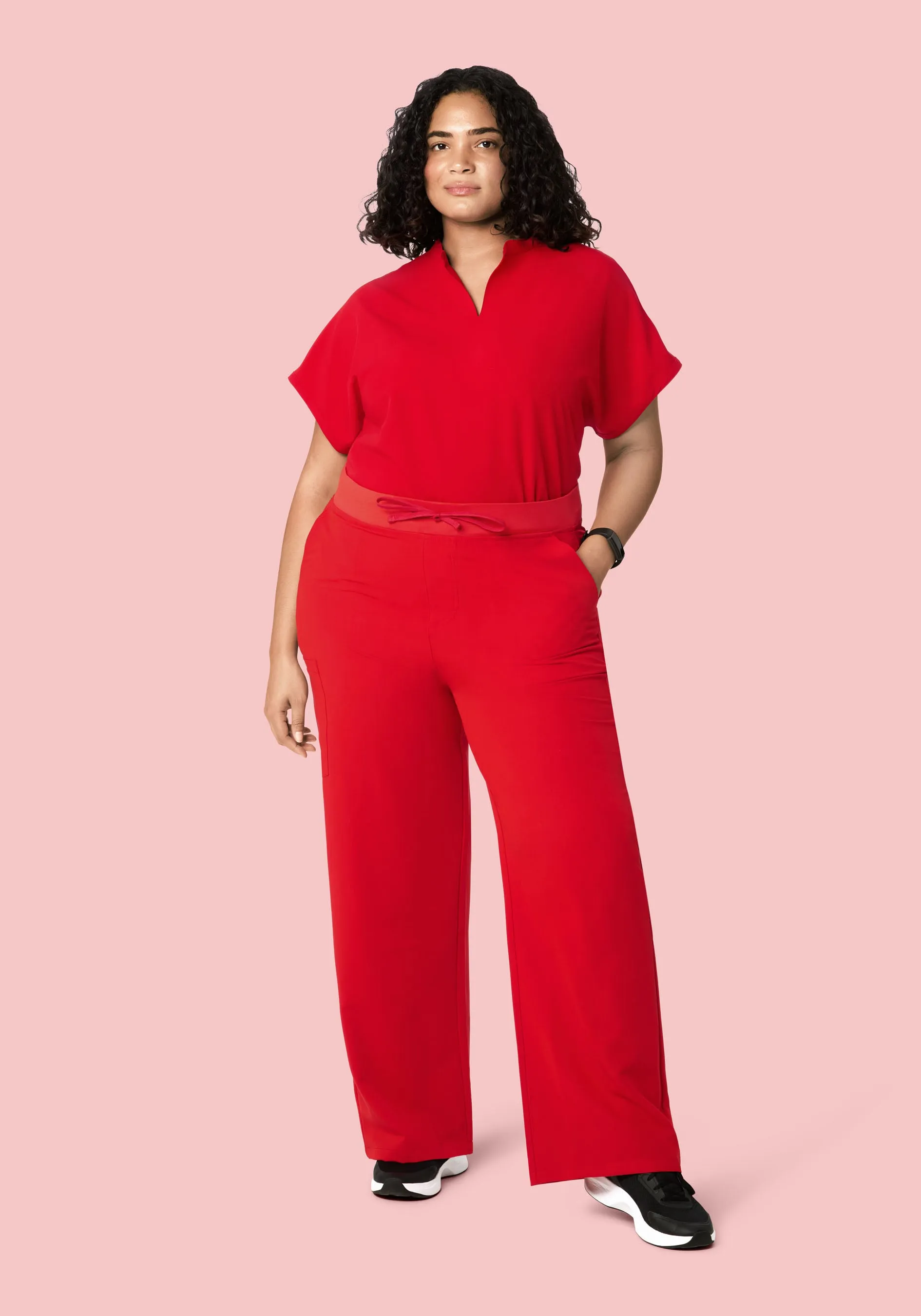 High Waisted Wide Leg Candy Red