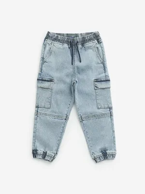 HOP Kids Blue Washed Mid-Rise Relaxed Fit Jeans