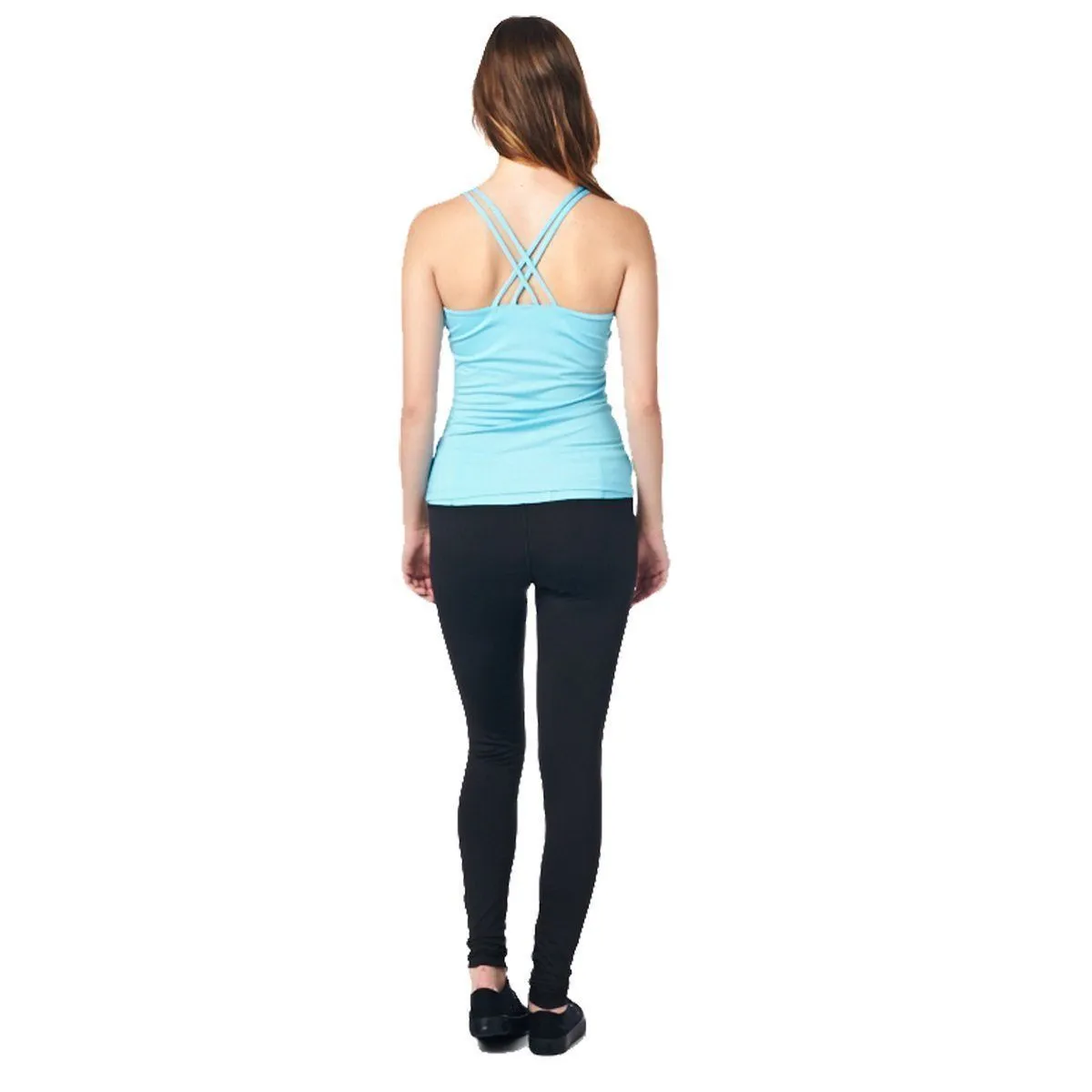 LA Society Women's Yoga Fitness Turquoise/Black Sleeveless Tank Top and Yoga Legging Pants