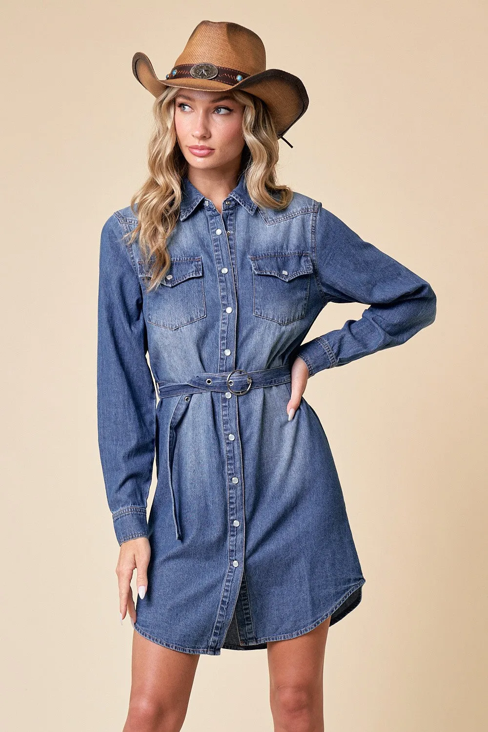 LIGHT DENIM SHIRT DRESS