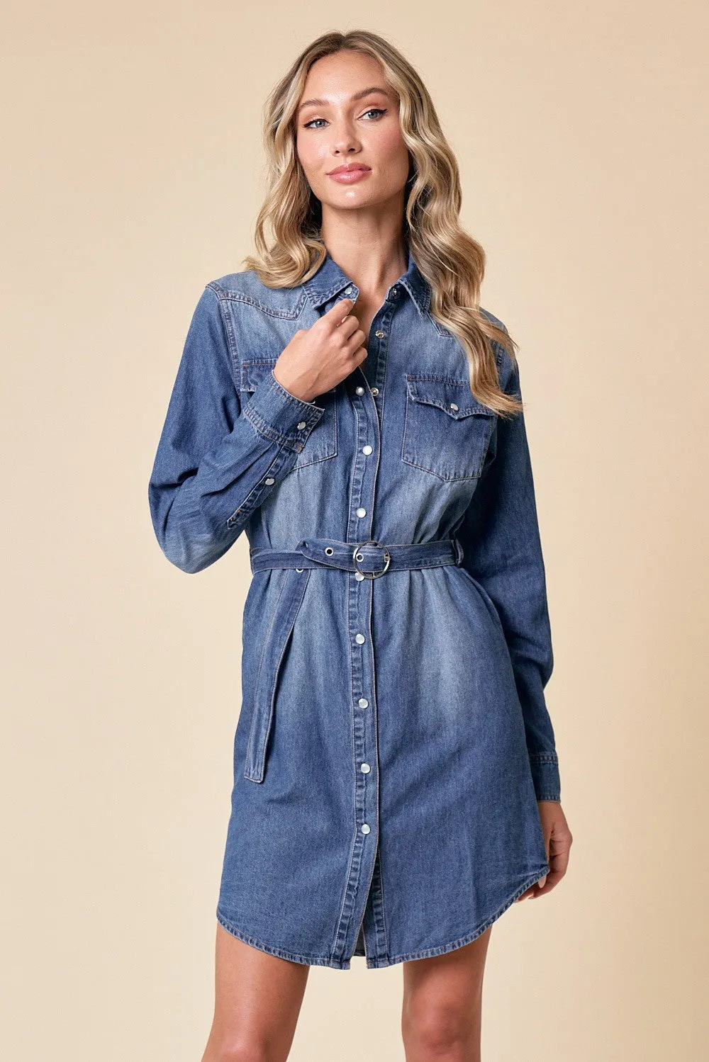 LIGHT DENIM SHIRT DRESS