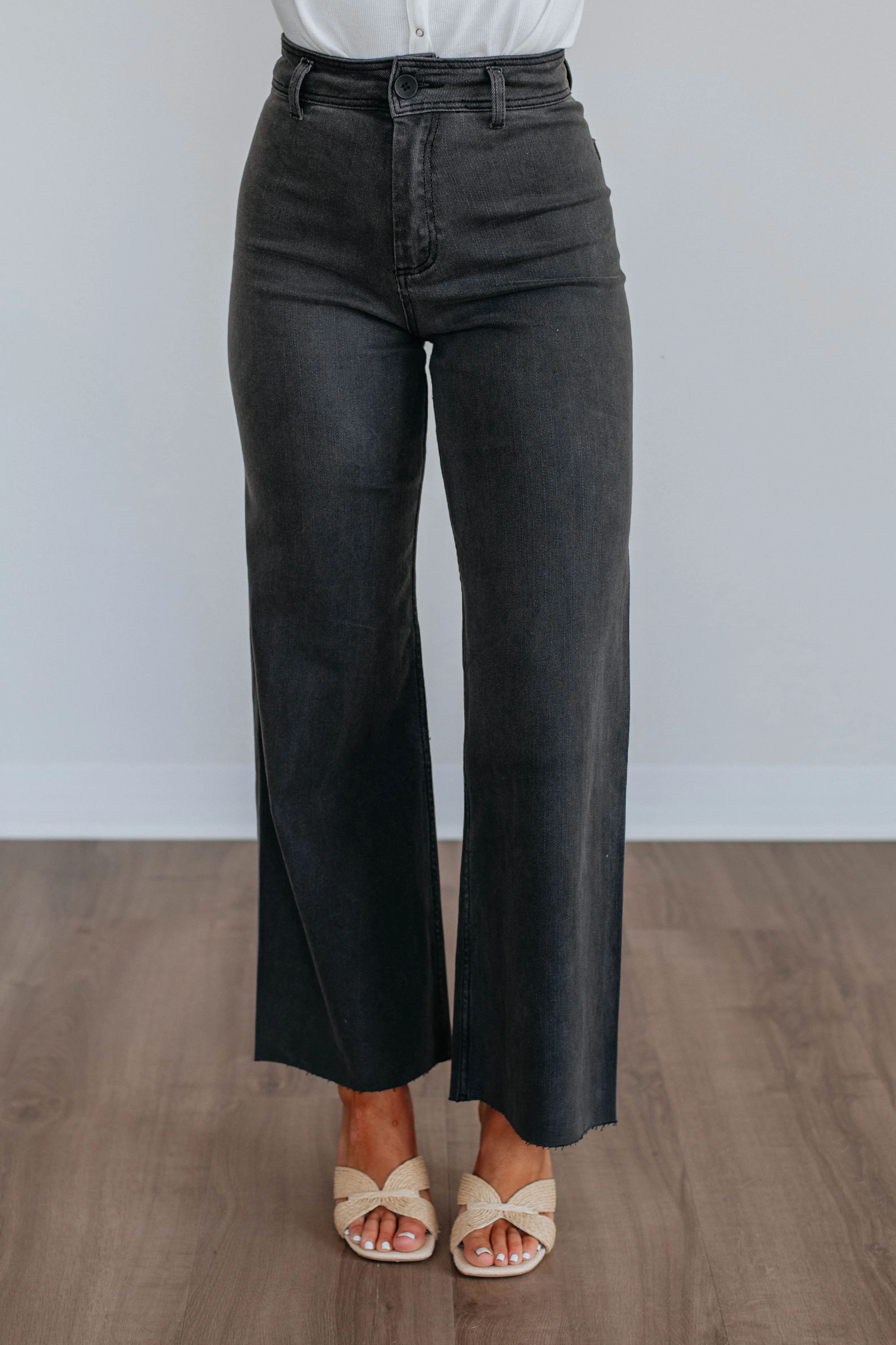 Linsley Wide Leg Pants - Washed Black