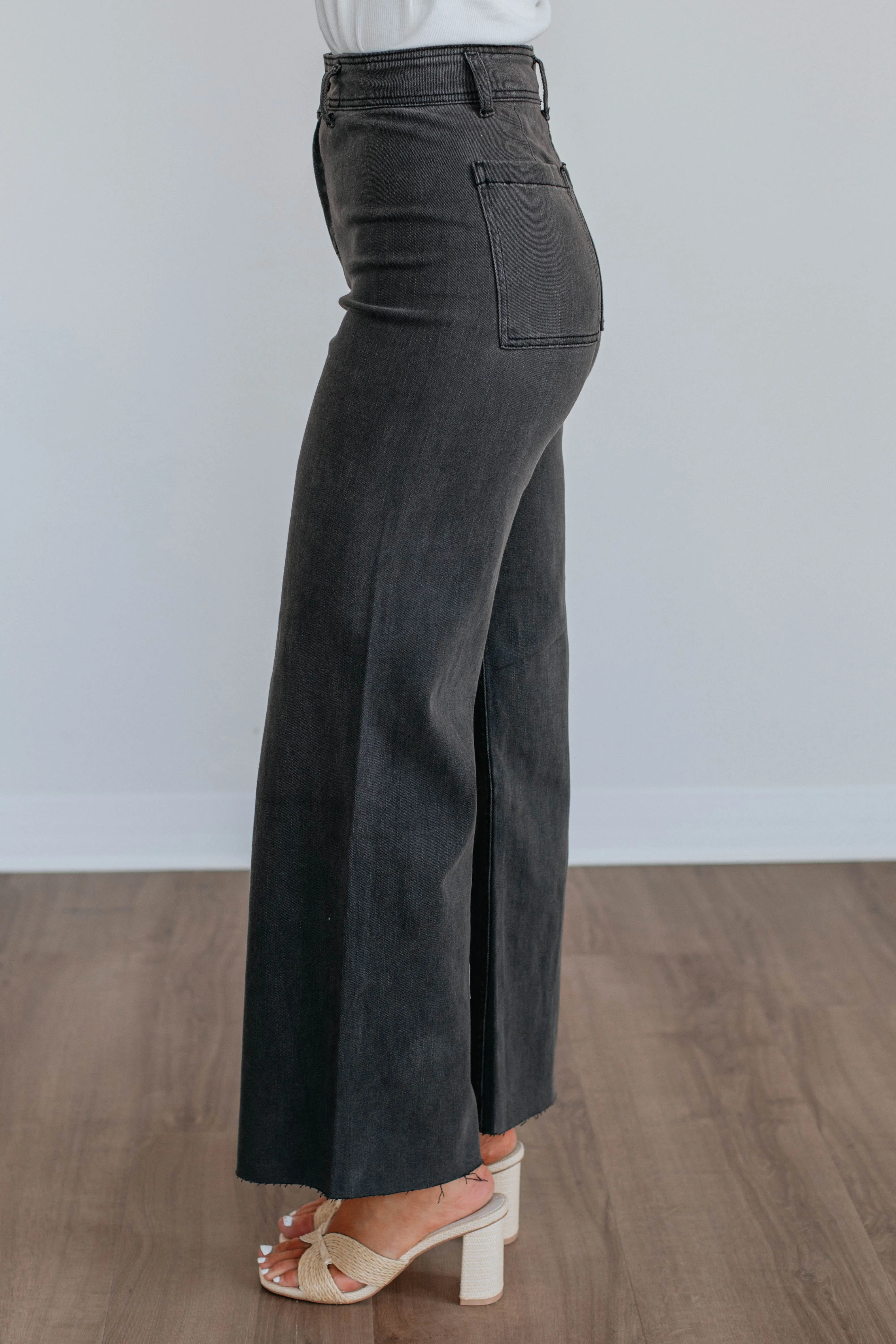 Linsley Wide Leg Pants - Washed Black