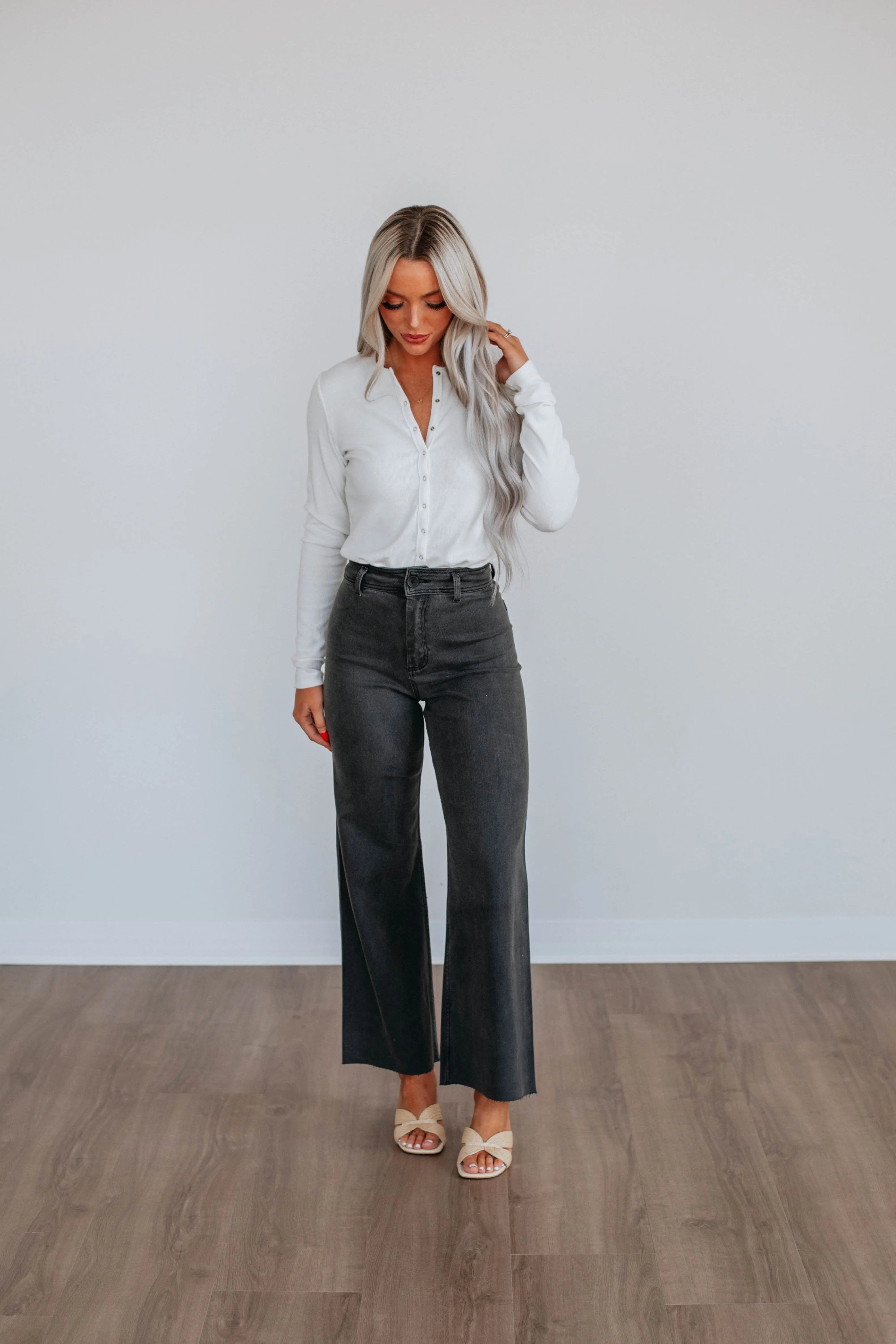 Linsley Wide Leg Pants - Washed Black