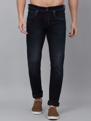 Men's Black Solid Full Length Stretchable Jeans