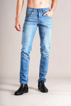 Men's Ultra Narrow Fit Solid Light Blue Jeans