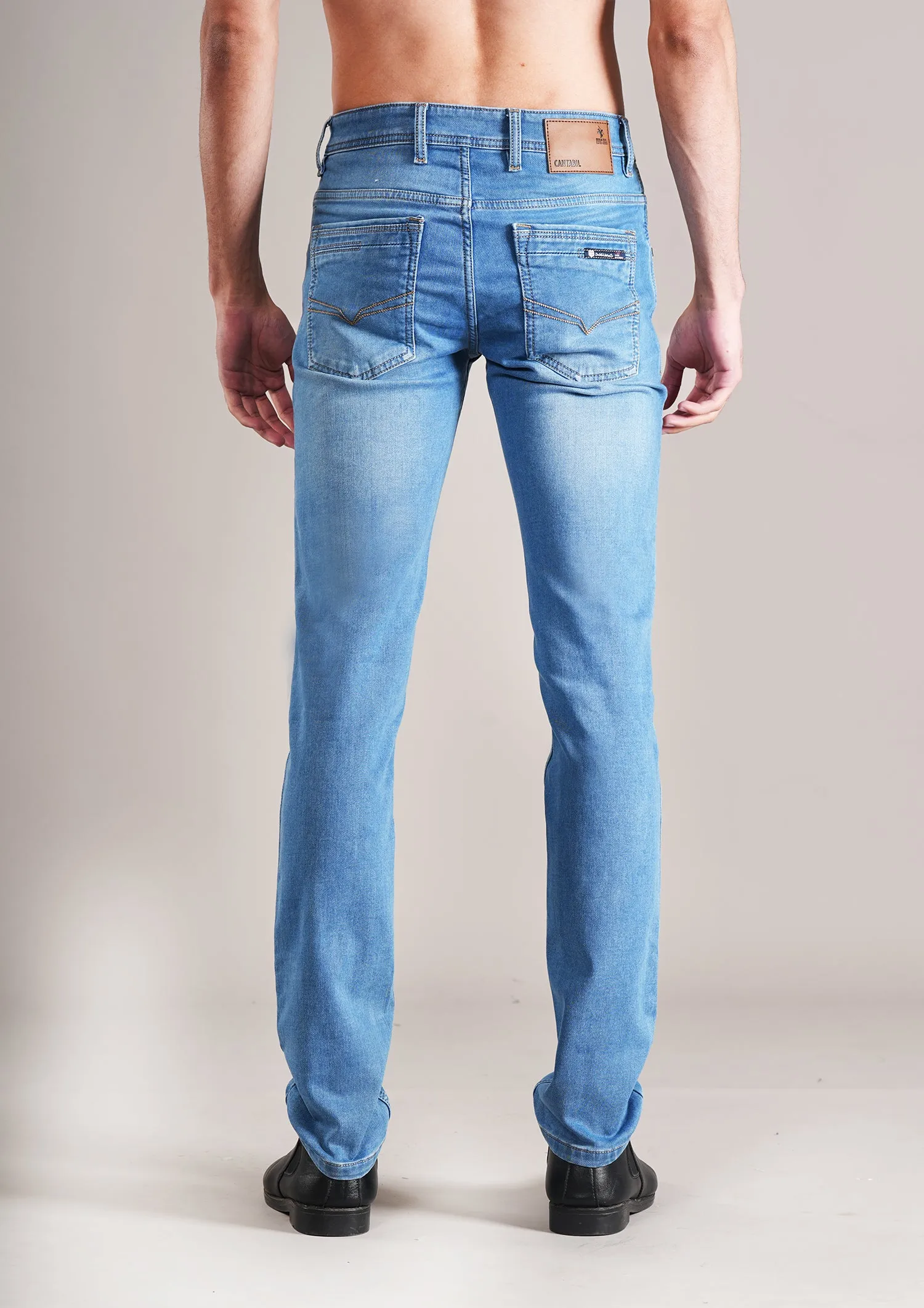 Men's Ultra Narrow Fit Solid Light Blue Jeans