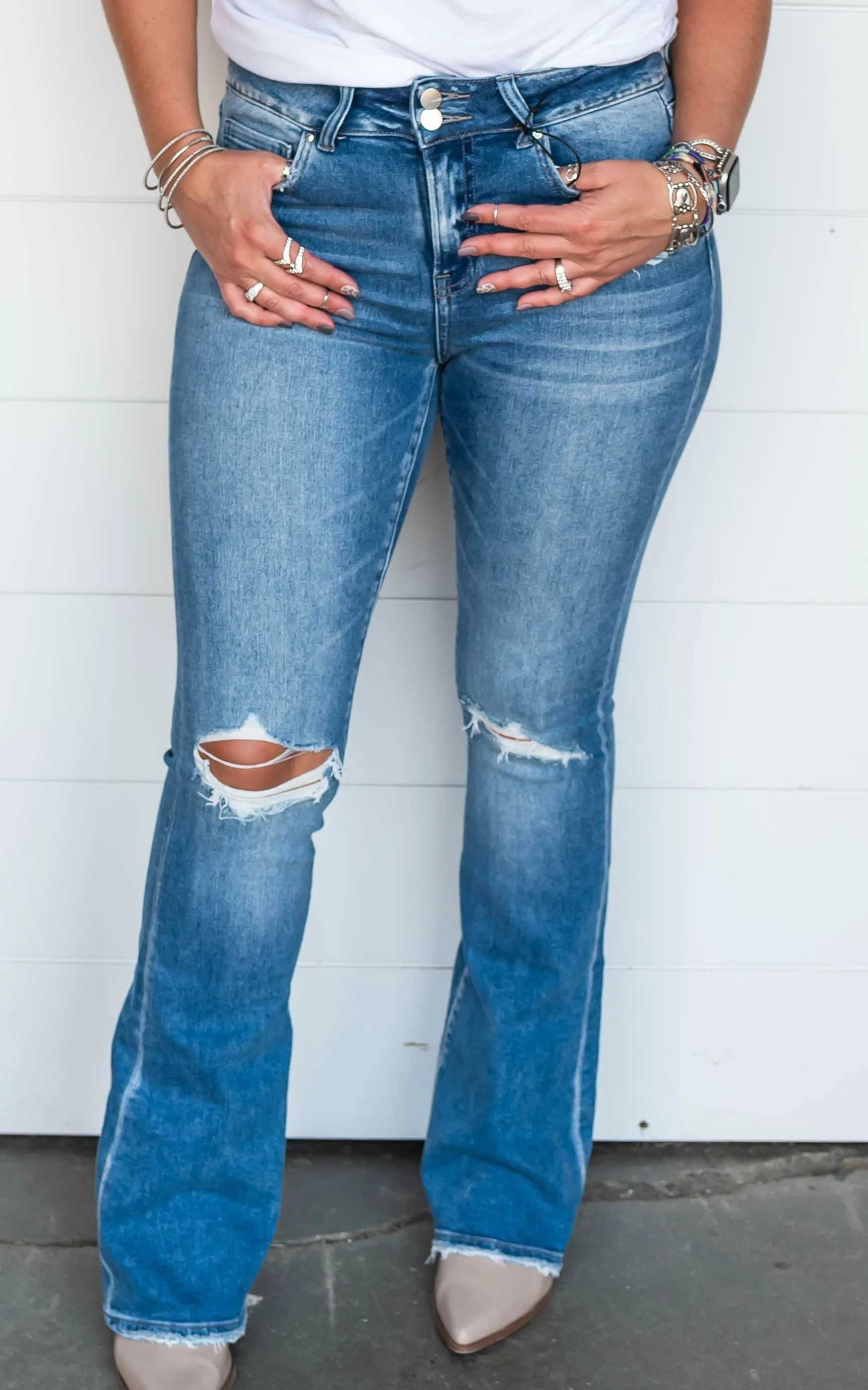 Muscat High Rise Flare Denim Jeans - Mica