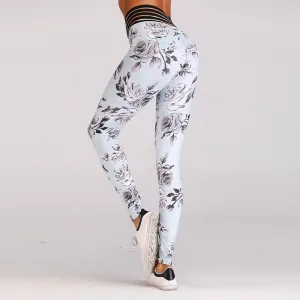 Nanette -- Women's Floral Yoga Pants -- Blue