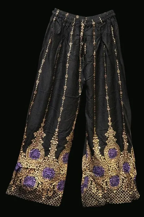 Palazzo Pants with Gold Print