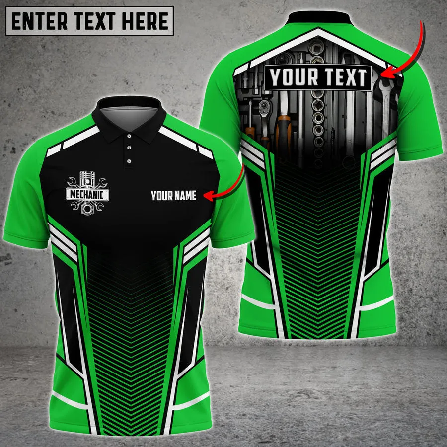 Personalized Colorful Mechanic Shirt Men 3D Polo Shirt For Mechanic Team Uniform