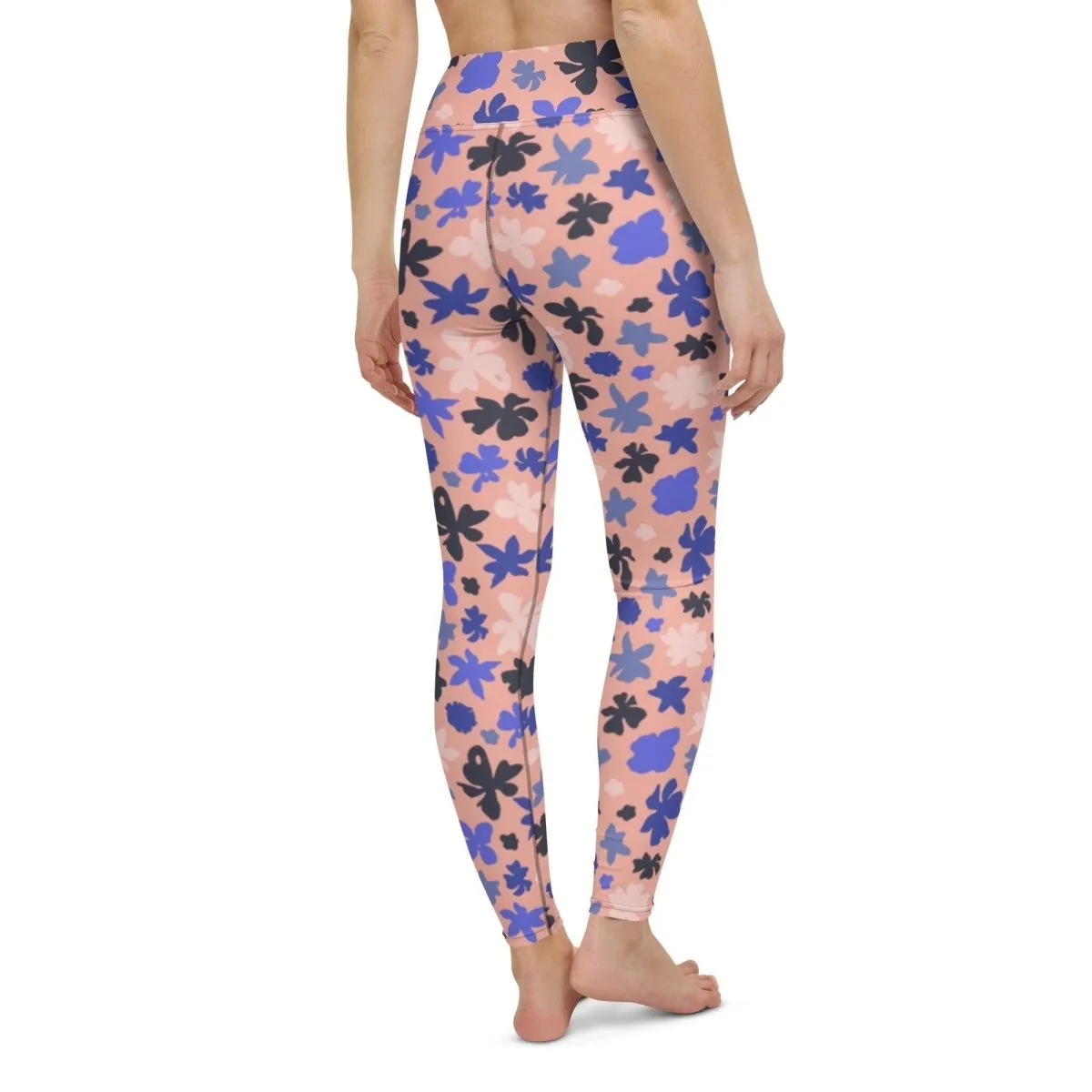 Pink Floral Women's High-Waisted Yoga Pants