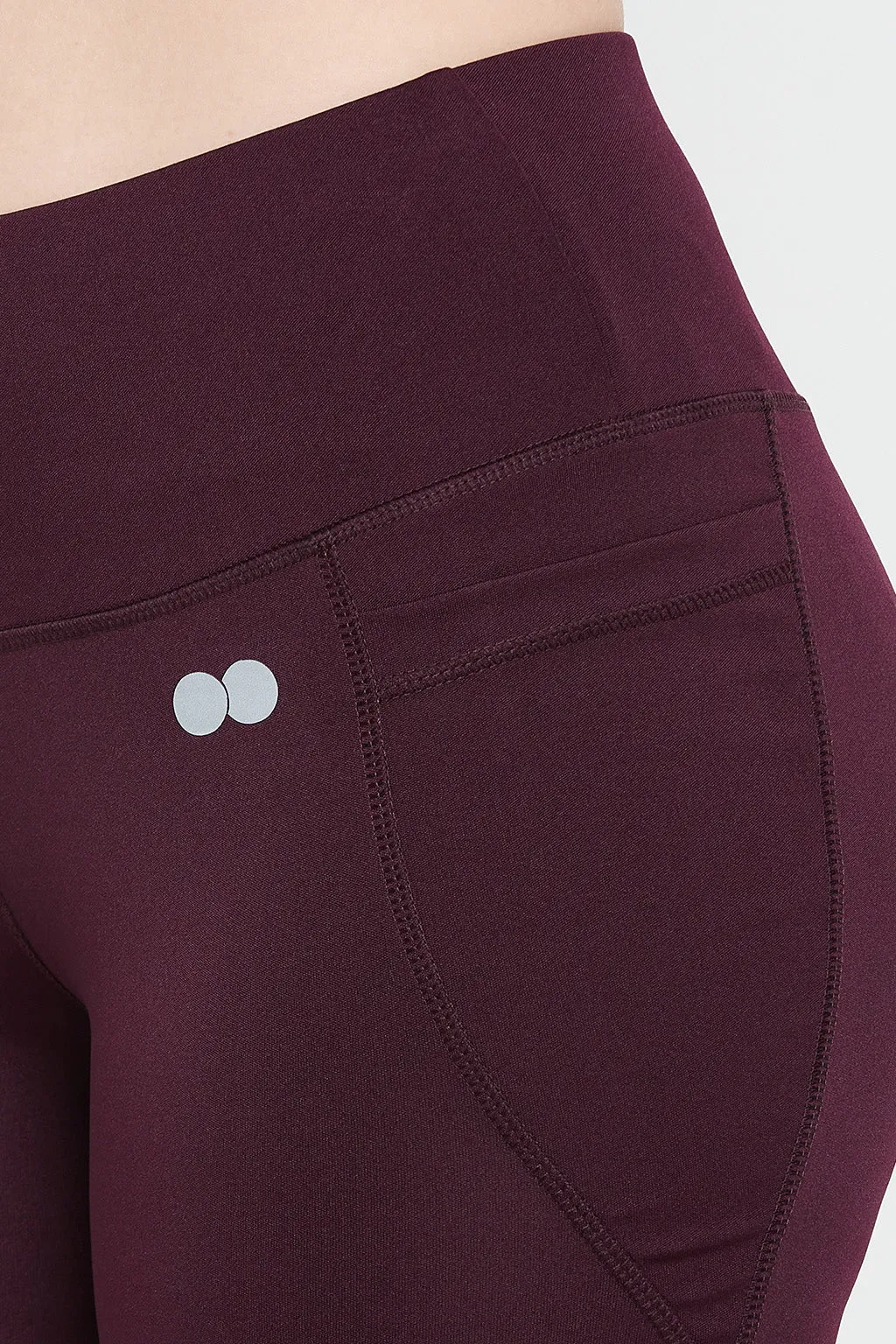 Plum Colour Poly-Spandex Flared Yoga Pant With Side Pockets