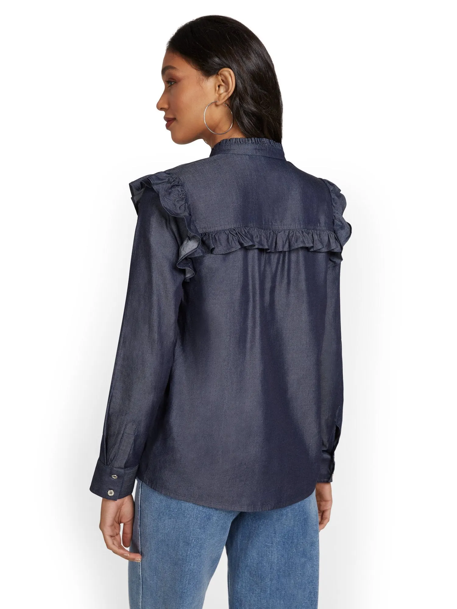 Ruffle Denim Top