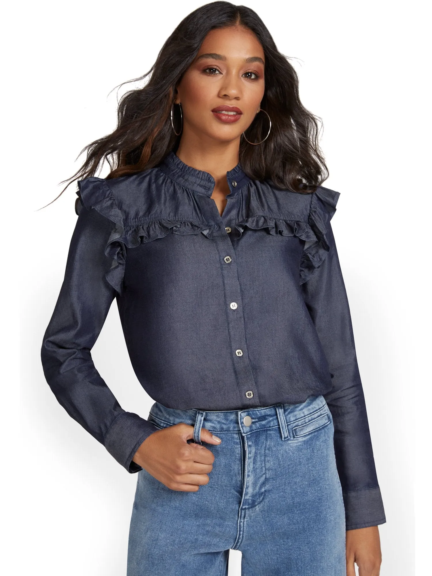 Ruffle Denim Top