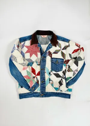 Rustic Quilted Patchwork Denim Jacket