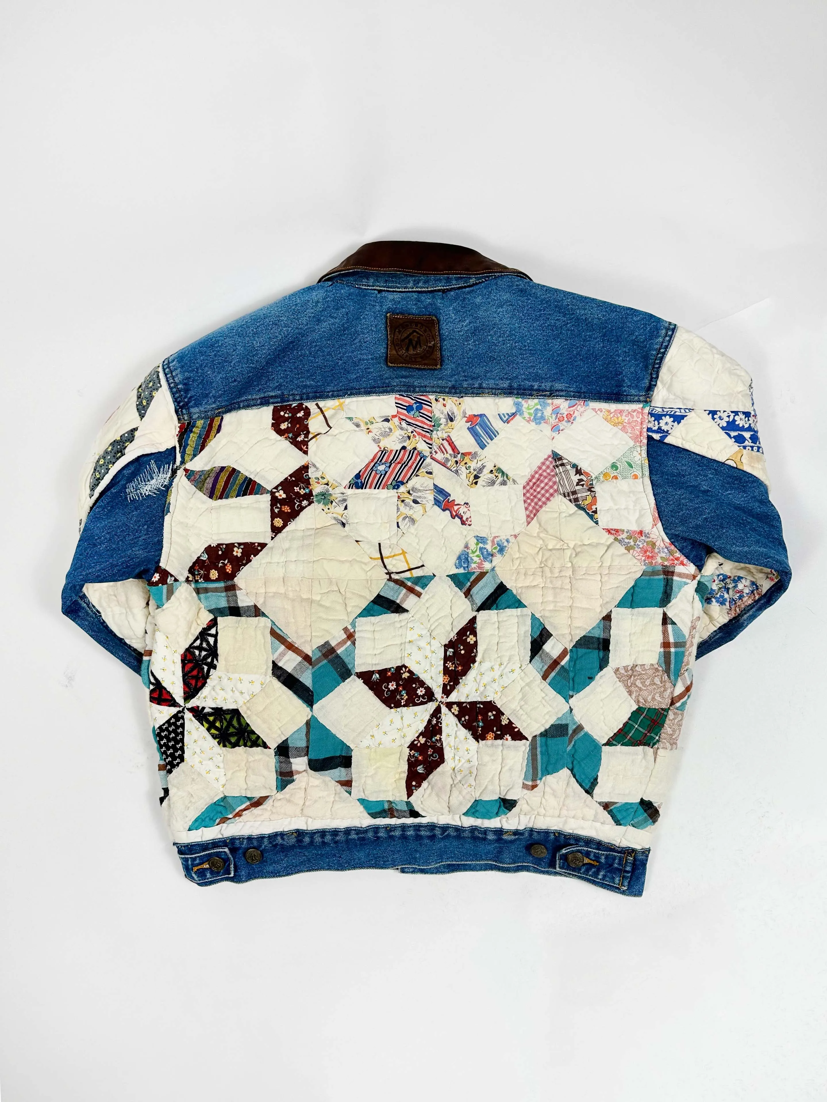 Rustic Quilted Patchwork Denim Jacket