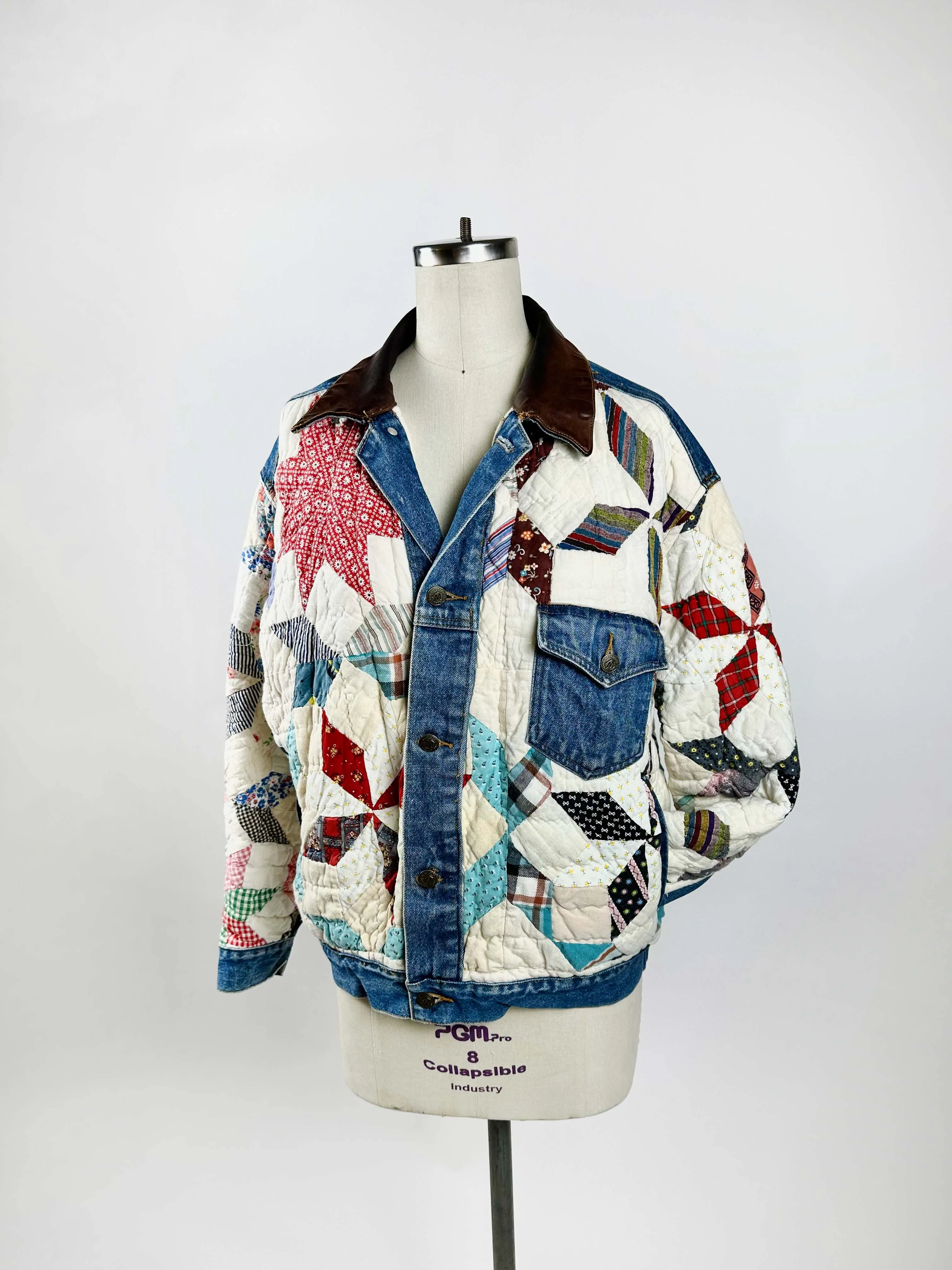 Rustic Quilted Patchwork Denim Jacket