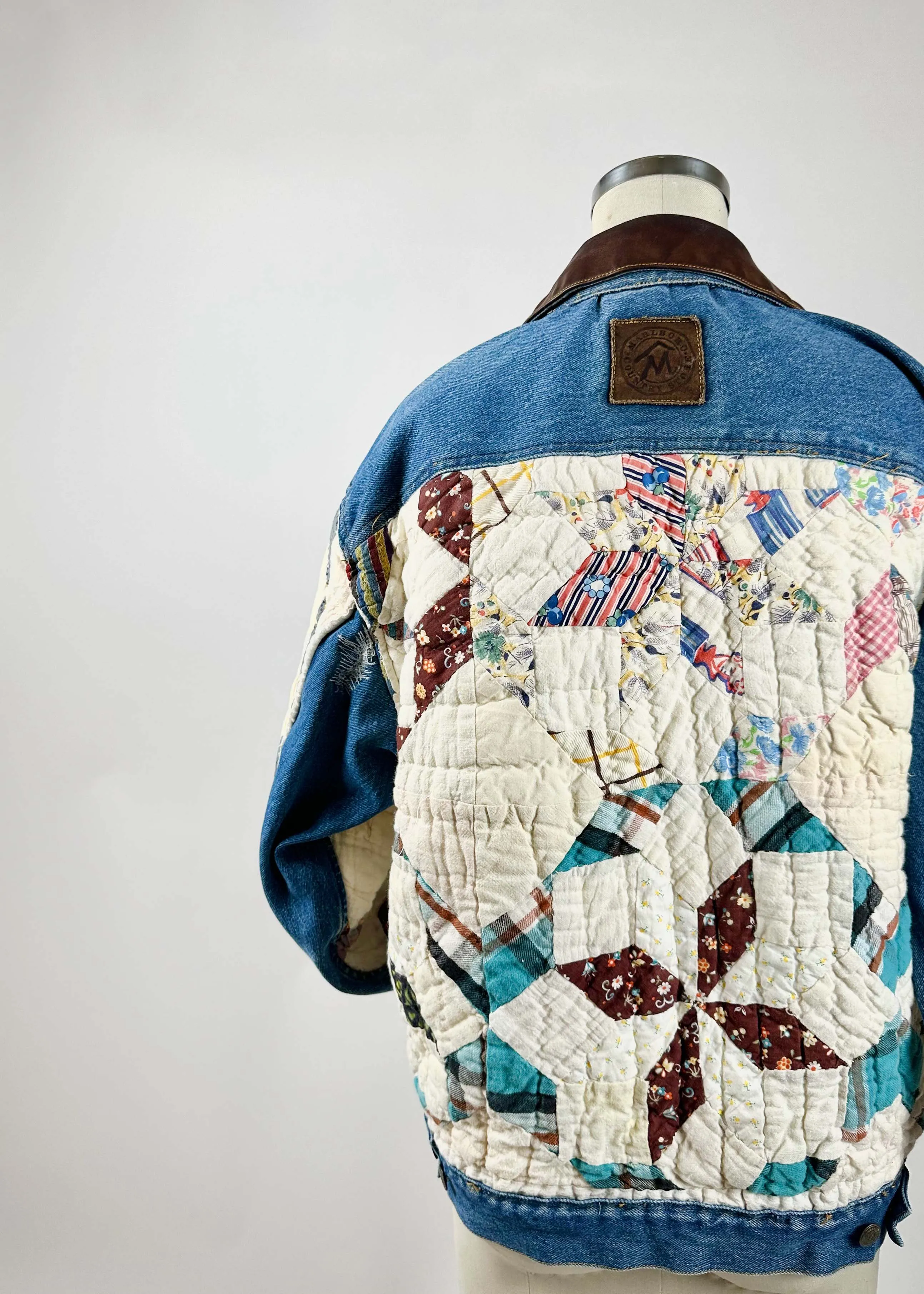 Rustic Quilted Patchwork Denim Jacket