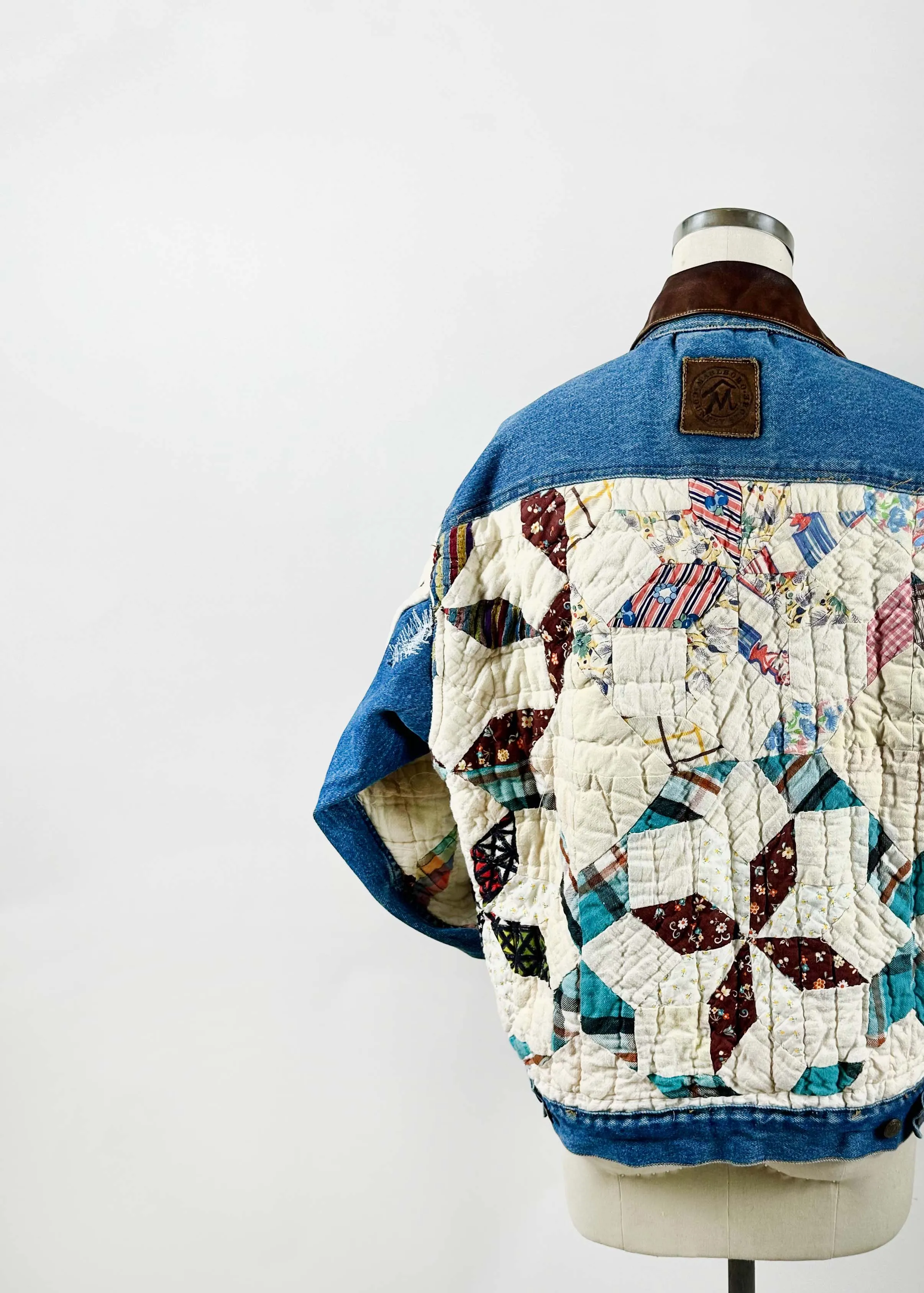 Rustic Quilted Patchwork Denim Jacket