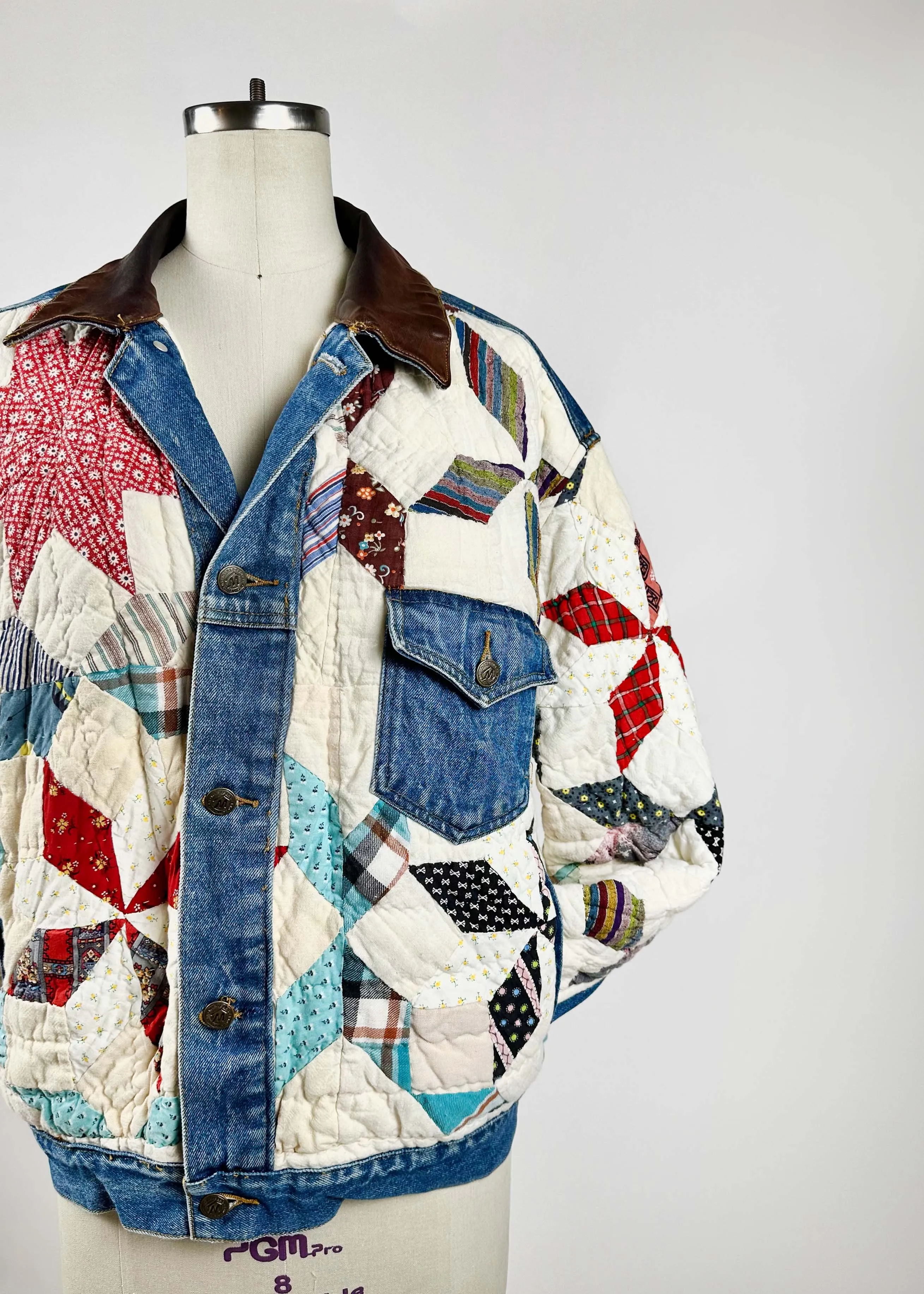 Rustic Quilted Patchwork Denim Jacket